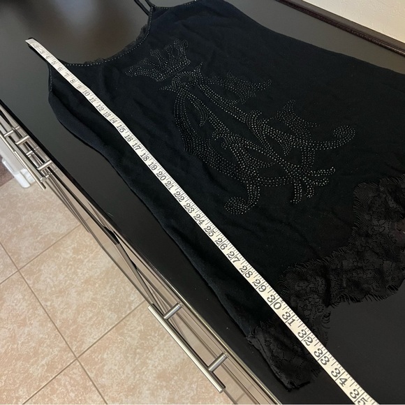 Christian Audigier black Label tank dress, black rhinestones and lace trim, XL - Picture 13 of 15